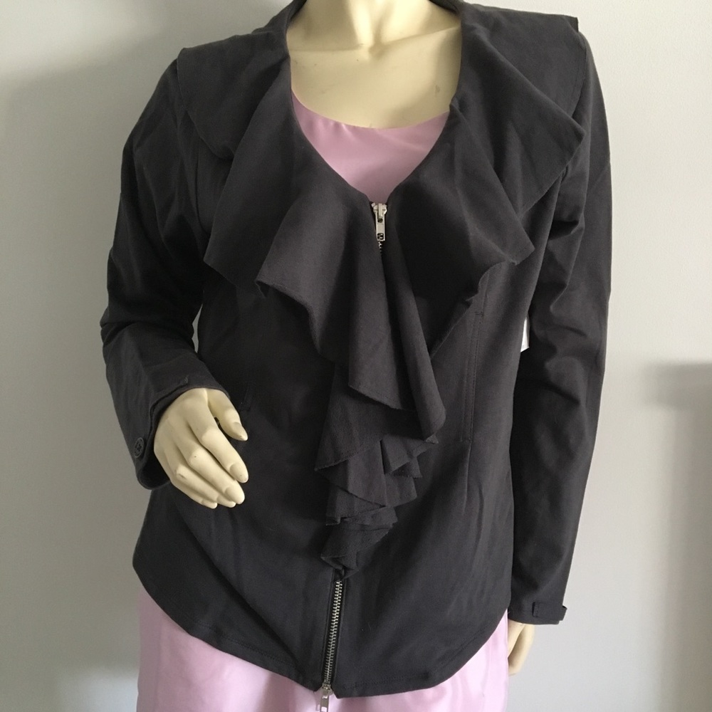 Nine West vintage America ruffled zip up sweatshirt